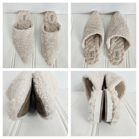 Birdies Mules Womens Size 7.5 The Lark Ivory Sherpa Slide Social Slipper Shoes - Picture 9 of 14